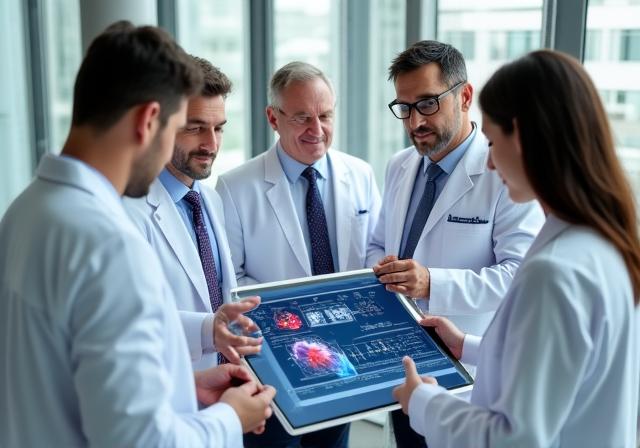 Healthcare professionals using medical technology