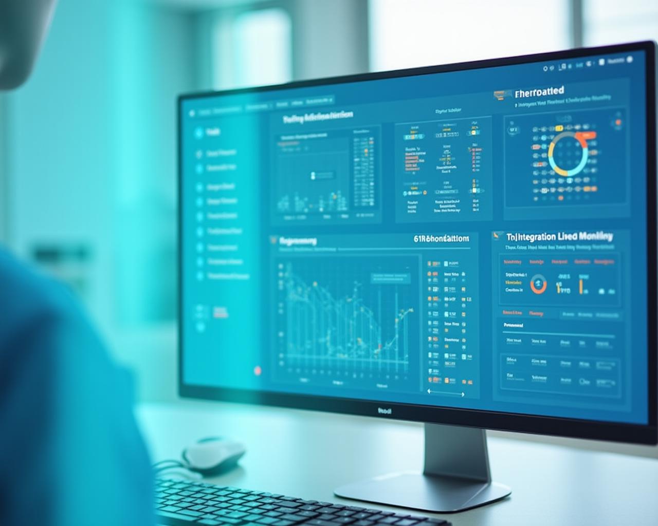 A clean medical app interface showing patient data analytics and scheduling